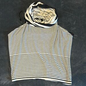 Bebe swoop neck mini dress. Black and white stripped